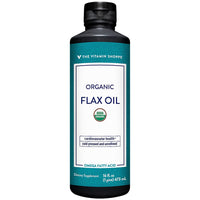 Thumbnail for The Vitamin Shoppe Certified Organic Flax Seed Oil, Essential Fatty Acids That Supports Cardiovascular & Immune Health, High Source of Omega-3s with 7.6g of ALA per Serving (16 Fluid Ounces Liquid)