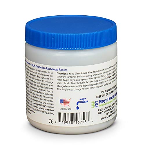 Boyd Chemi?Pure Blue 5.5?oz Aquarium Filtration Media Premium Extruded Carbon + Ion?Exchange Resins in Nylon Bag Clears Toxins, Phosphates & Metals