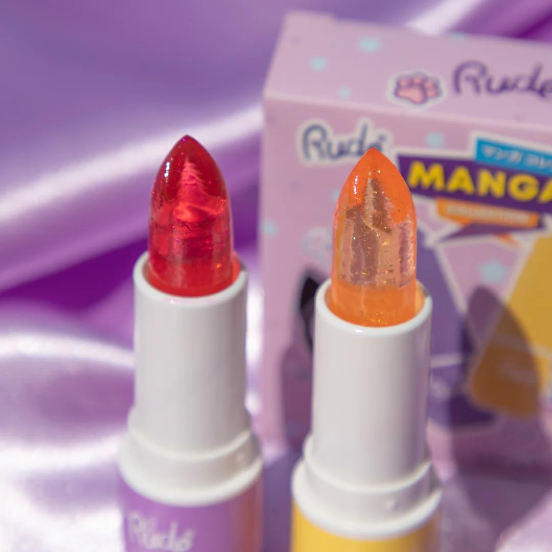 Rude Cosmetics Lip Balm Hydrating, Nourishing Lipbalm Set for Women, Lip Moisturizer for Dry Cracked Lips, Vegan & Cruelty-Free, Manga Collection/Grape & Pineapple