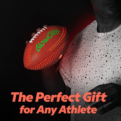 GlowCity Glow in The Dark Football - Size 6 Light Up PU Ball for Teen Boys & Adults - Cool Sports Gift for Night Outdoor Games - Birthday Gifts Ideas for Teen Boys Teenager Ages 12 13 14 15 16 17 18