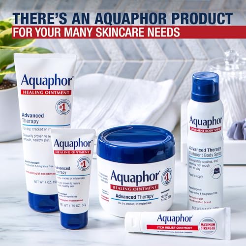 Aquaphor Advanced Therapy Healing Ointment, Hypoallergenic, Fragrance Free Body Moisturizer for Dry Skin and Minor Wound Care, Travel Size Skin Care Set, 1.75 Oz Tube, Pack of 3