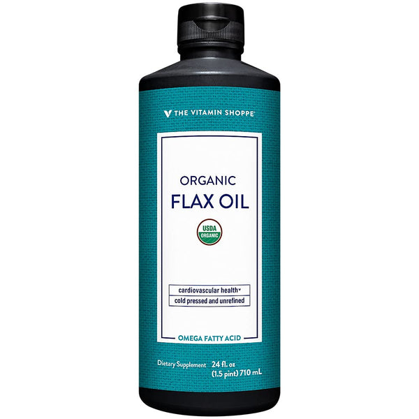 The Vitamin Shoppe Certified Organic Flax Seed Oil, Essential Fatty Acids That Supports Cardiovascular Health (24 Fluid Ounces Liquid)