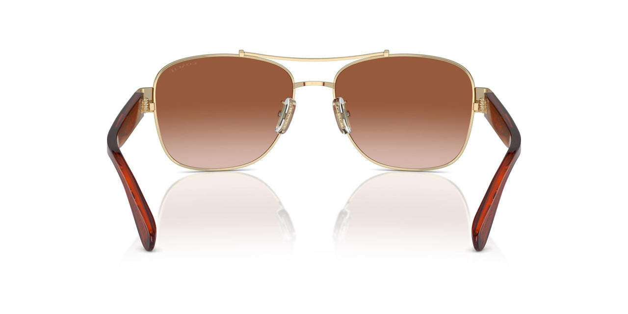 COACH Women's HC7161 Aviator Sunglasses, Shiny Light Gold/Brown Gradient, 56 mm
