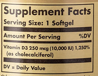 Thumbnail for Solgar Vitamin D3 (Cholecalciferol) 250 MCG (10,000 IU), 120 Softgels - Helps Maintain Healthy Bones & Teeth - Immune System Support - Non GMO, Gluten/ Dairy Free - 120 Servings