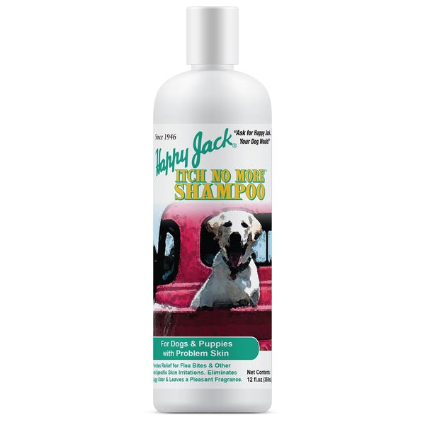 Happy Jack Itch No More Dog Itchy Skin Shampoo & Treatment (12 oz), Flea Bites, Allergies & Itch Relief, Stops Itching, Scratching & Gnawing on First Application for Healthy Dog Skin & Coat
