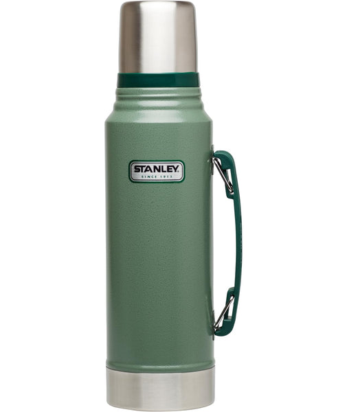 Stanley Heritage Classic Vacuum Bottle with Handle 1.1 qt | Wide Mouth w/Leakproof Cup Lid | Keep Drinks Hot or Cold | Insulated Stainless Steel Thermal Bottle | BPA-Free | Hammertone Green