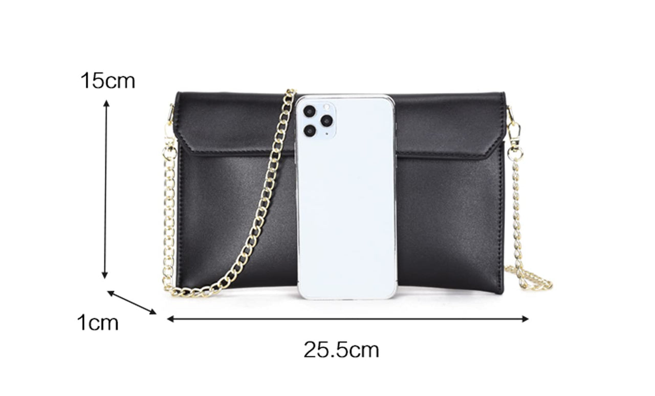 Covelin Women's Wristlet Clutch Handbag Qaulity Leather Envelope Evening Shoulder Bags Black