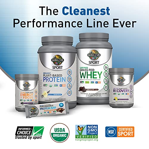 Organic Vegan Vanilla Protein Powder with Probiotics, BCAAs, 30g Plant Protein, NSF Certified, Gluten Free & Sport, Non GMO, Garden of Life Sport Protein Powder - 19 Servings