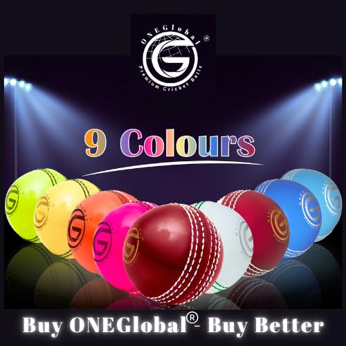ONEGlobal Soft Indoor Outdoor Incrediball Practice Cricket Ball | Rubber Cricket Ball with Soft Core & Real Stitched Seam | for Practice, Coaching, Honing Skills & Family Fun | 7 Colours (3-Orange)