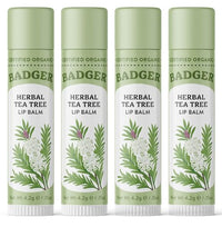 Thumbnail for Badger - Herbal Lip Balm, Tea Tree & Lemon, Certified Organic Lip Balm, Fair Trade, Herbal Lip Care, 0.15 oz (4 Pack)