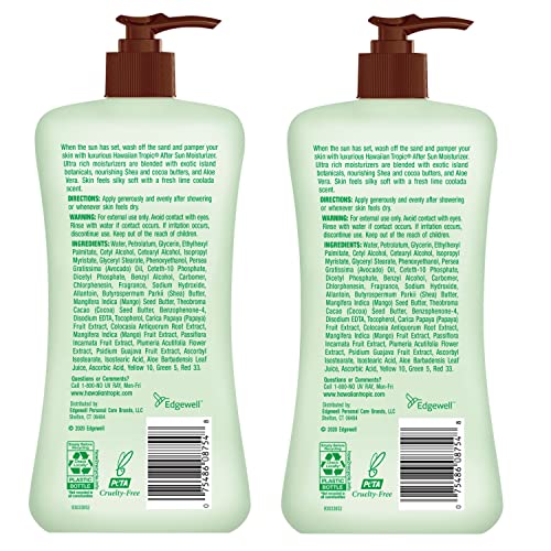 Hawaiian Tropic Lime Coolada After Sun Lotion | After Sun Care, Skin Care, Daily Moisturizing Lotion with Aloe, Cocoa Butter & Shea Butter, 16 Fl Oz each Twin Pack