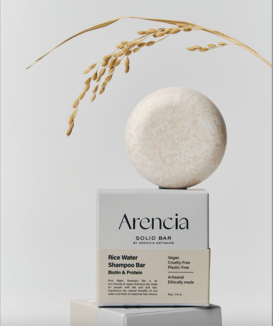ARENCIA Rice Water Shampoo Bar for Hair Growth & Strengthening, All Natural Formula with Biotin & Protein