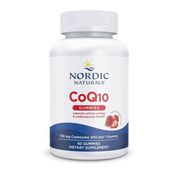 Nordic Naturals CoQ10 Gummies, Strawberry - 60 Gummies - 100 mg Coenzyme Q10 (CoQ10) - Great Taste - Heart Health, Cellular Energy Production, Antioxidant Support - Non-GMO, Vegan - 60 Servings