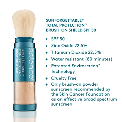 Colorescience Brush-On Sunscreen Mineral Powder SPF 50 for Sensitive Skin, Deep