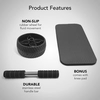 Thumbnail for Sports Research Ab Wheel Roller with Knee Pad | Sturdy 3