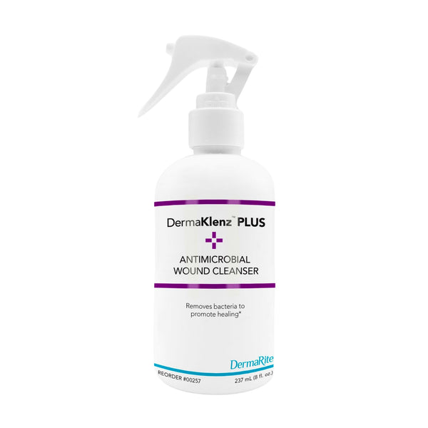 DermaRite's DermaKlenz PLUS Wound Cleanser - Rinse-Free Gentle Cleansing, Helps Clear Wound Debris, Promotes Healing with HOCL - Spray Bottle, 8 oz., 1 Count