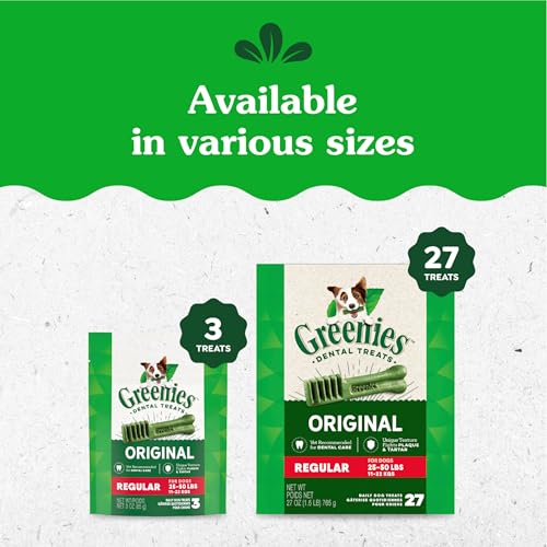 Greenies Veterinarian-Recommended Adult Natural Dental Dog Treats Regular Size, Dog Dental Chews, Original Flavor, 54 oz. Pack, 54 Count