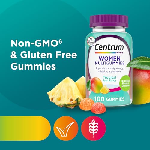 Centrum Women’s Multivitamin Gummies, Immune, Energy, Healthy Appearance Support, 100 Count, 50 Day Supply