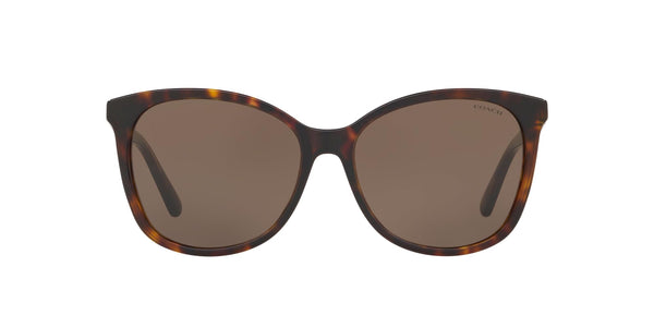 Coach HC8271U Universal Fit Sunglasses, Dark Tortoise/Dark Brown, 57 mm