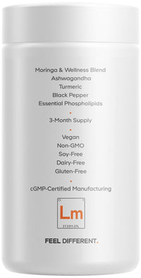 Thumbnail for Codeage Liposomal Moringa+ Supplement, 400mg Moringa 50:1 Extract - Turmeric, Ashwagandha, Black Pepper, 3-Month Supply, Vegan Moringa Powder - 180 Capsules