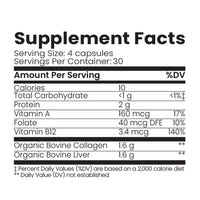 Thumbnail for Organic Collagen Australia Pure Collagen & Liver Capsules – Muscle Strength & Vitality with Hydrolyzed Collagen, Grass-Fed Liver, and Vitamin B12 – 120 Capsules
