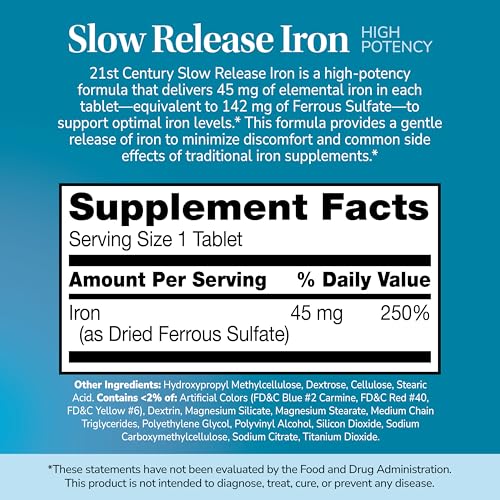 21st Century Slow Release Iron Tablets, 60 Count