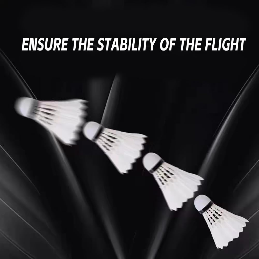 ZHENAN Goose Feather Badminton Shuttlecocks,12 Pack Feather Badminton Birdies-Hight Speed Training Birdie Ball for Indoor and Outdoor Sports,Highly Stable & Durable Shuttle Balls