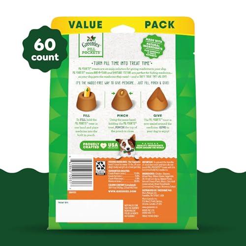 Greenies Pill Pockets for Dogs Large Size, Dog Treat Pouch for Capsule Medication, Cheese Flavor, 15.8 oz. Pouch