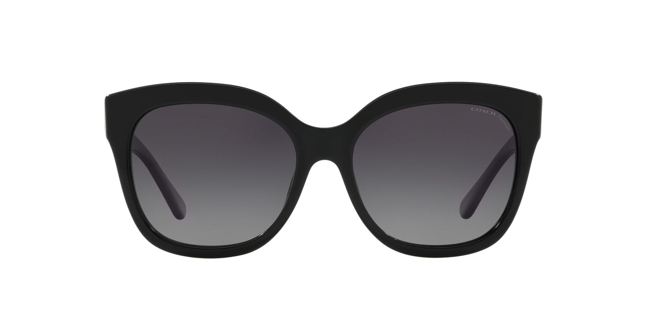 Coach HC8264 Sunglasses, Black/Grey Gradient Polarized, 56 mm