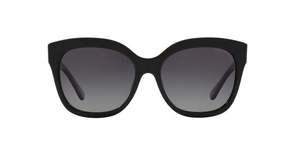 Coach HC8264 Sunglasses, Black/Grey Gradient Polarized, 56 mm