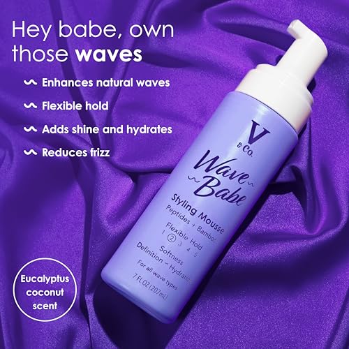V&Co. Wave Babe Styling Mousse – Hair Mousse for Wavy Hair, Frizz Control & Volume – Lightweight Flexible Hold,Hydrating Hair Styling Product with Peptides & Bamboo Extract – 7 oz