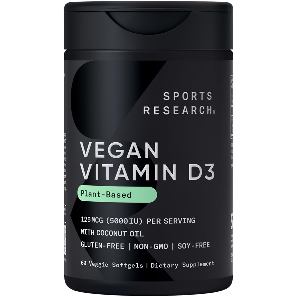 Sports Research® Vegan Supplements Pack - Vegan Vitamin D3 5000iu + Vegan Omega-3 Fish Oil Alternative + CoQ10 (100mg) w/Coconut Oil & Bioperine