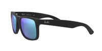 Thumbnail for Ray-Ban Unisex RB4165 Justin Rectangular Sunglasses, Rubber Black/Blue Flash, 55 mm