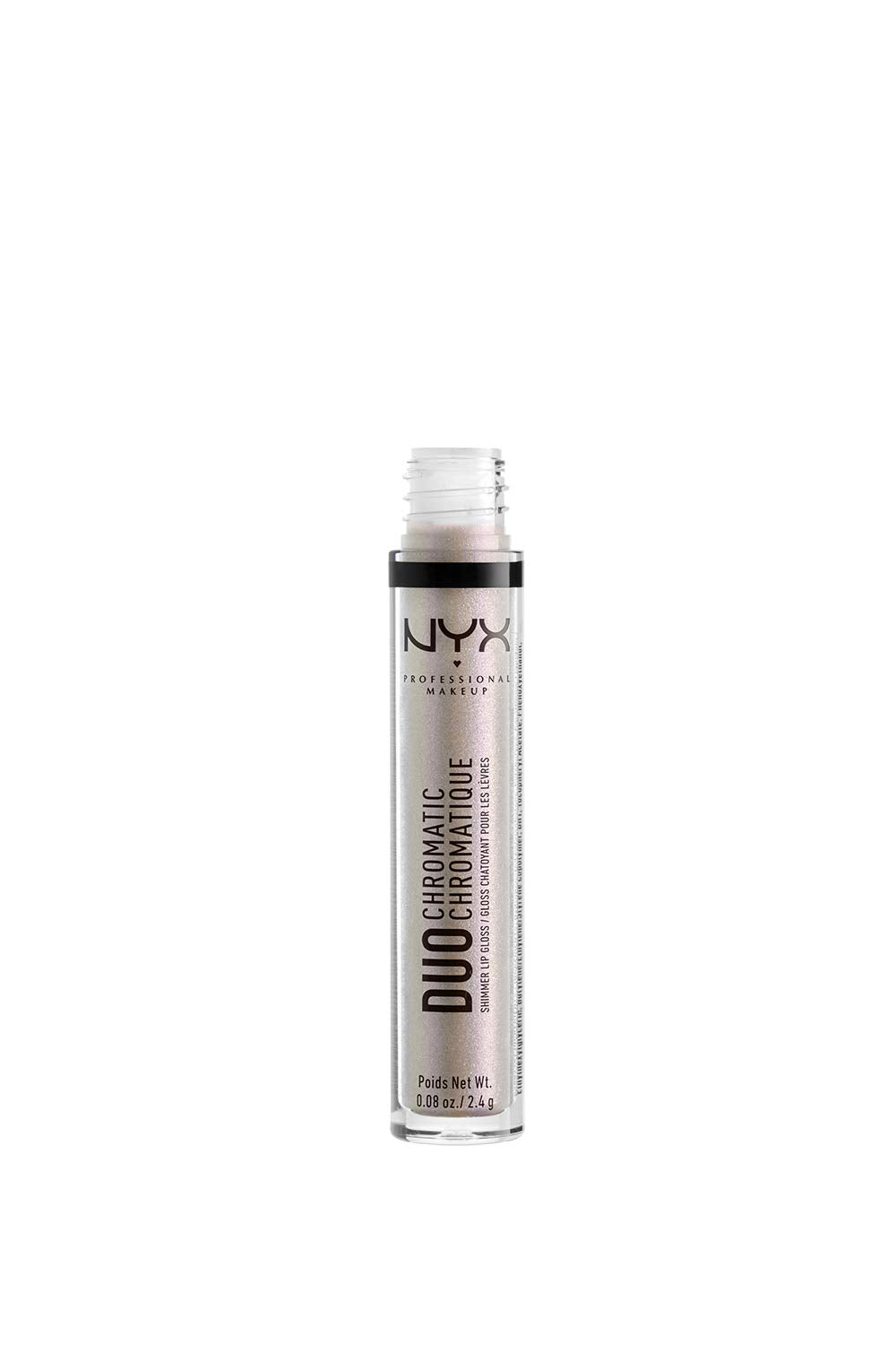 NYX PROFESSIONAL MAKEUP Duo Chromatic Lip Gloss - Crushing It, Sheer White Base With Blue/Pink Duo Chromatic Pearls