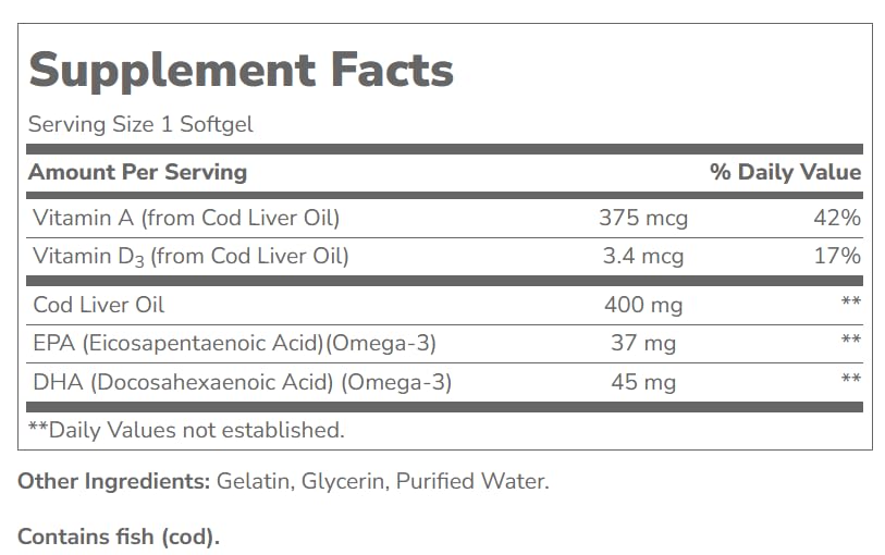 21st Century Norwegian Cod Liver Oil, 400 mg, 110 Softgels