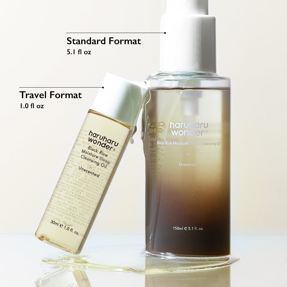 HARUHARU wonder Black Rice Moisture Cleansing Oil, Travel Size, Double Cleansing, Daily Makeup remover, Pore Oil Cleanser, Korean Skincare, Non-comedogenic, Vegan, 1.0 fl oz
