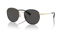 Thumbnail for COACH Men's HC7163 Round Sunglasses, Shiny Light Gold/Black/Grey Solid, 52 mm