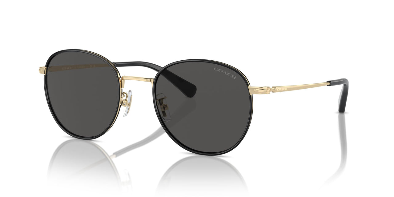 COACH Sunglasses HC 7163 934687 Shiny Light Gold/Black Grey Solid Polyamide St