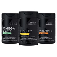 Thumbnail for Sports Research® Vegan Supplements Pack - Vegan Omega 3-6-7-9 - 1200 mg of Multi-Spectrum Omega Fatty Acids + D3 + K2 + High Potency Vitamin C