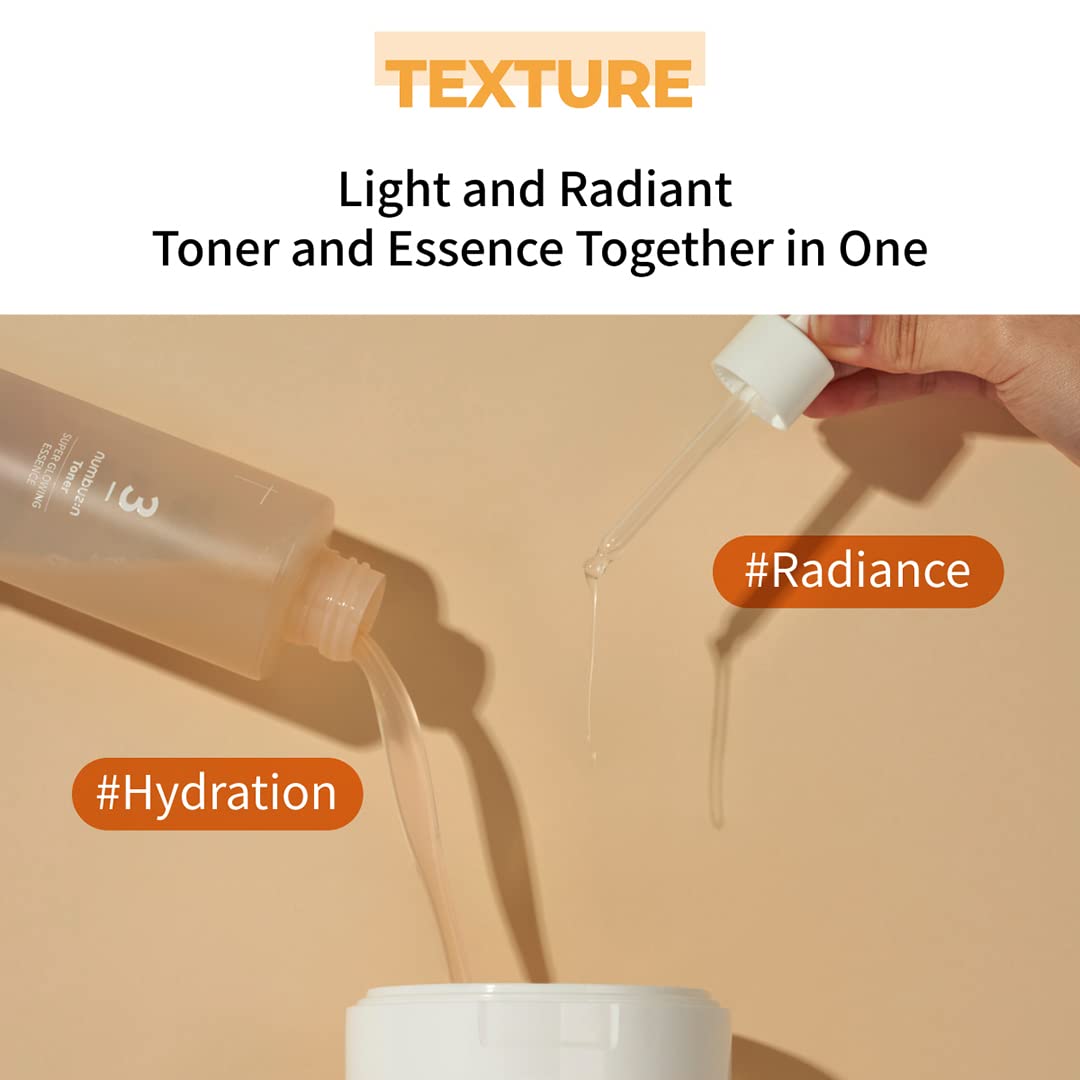 numbuzin No.3 Toner Pads | Radiance Glowing Jumbo Essence Pad | Clear Glass Skin, Texture Care | Biodegradable Vegan Pads, Fermented Ingredients, Niacinamide | 70 pads/5.07 fl. oz.
