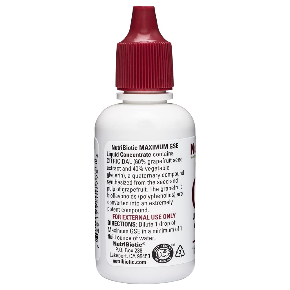NutriBiotic – Maximum GSE, 1 Oz Liquid | Grapefruit Seed Extract Premium Concentrate with Bioflavonoids | Highly Potent, Vegan, Gluten Free & Non-GMO