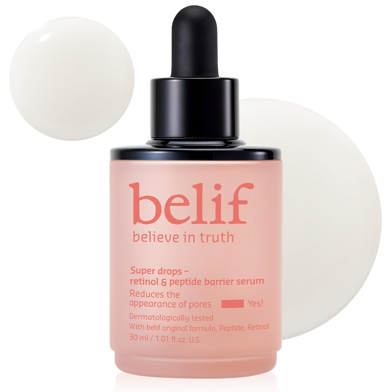 belif Retinol & Peptide Super Drops Serum – Anti-Aging Skin Booster and Pore Minimizer with Hyaluronic Acid for Firming, Smoothing & Repair, Korean Skincare for All Skin Types, 1.01 fl oz