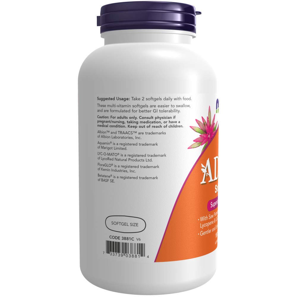 NOW Foods AdamTM Men's Multiple Vitamin -Softgels,180 Count (Pack of 1)