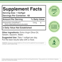 Thumbnail for Astaxanthin 12mg Max Strength (Only Patented Astaxanthin (Astrareal) with 70+ Human Clinical Trials - World's Most Studied Brand) Grown, Harvested, and Made in The USA (Astaxantina) by Double Wood