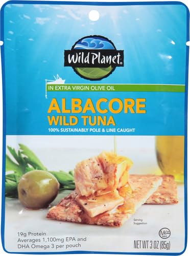 Wild Planet Albacore Wild Tuna, Sea Salt, Pouch, Keto & Paleo, 3rd Party Mercury Tested, 3 Ounce (Pack of 24)