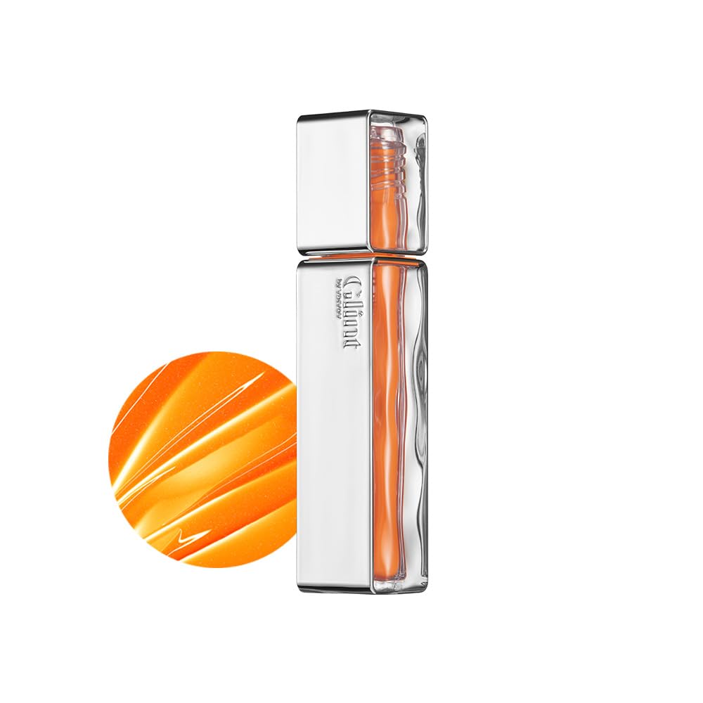 Glint Tint Glosser (Clementine, 0.09oz) - Hydartions, Moisturizing Plumping Lip Gloss with Radiant Shine, Long Lasting, Korean Skin Care. Provence Rose & Calendula Extract.