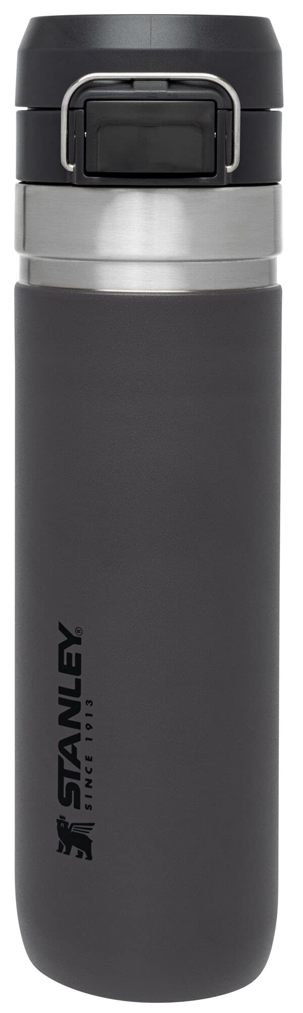 Stanley Quick Flip GO Water Bottle 24 oz | Push Button Lid | Leakproof and Packable for Travel and Sports | Insulated Stainless Steel | BPA-Free | Charcoal