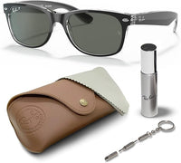 Ray-Ban RB2132 NEW WAYFARER CLASSIC POLARIZED Square Shaped Sunglasses for Men & Women – Includes Official Rayban Eyewear Kit – Ideal Formal & Casual Wear Sunglasses – Green Classic G-15 Lens