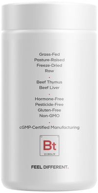 Thumbnail for Codeage Grass Fed Beef Thymus Supplement Superfood, Freeze Dried, Non-Defatted, Desiccated Thymus & Liver Pills, Glandulars Meat, Pasture Raised Beef Vitamins, Non-GMO, 180 Capsules