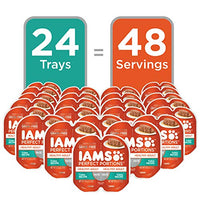 Thumbnail for IAMS Perfect Portions Sensitive Digestion & Skin Wet Cat Food Pate, Healthy Adult Grain Free Pate, Tuna Recipe, 2.6 Oz. (24 Twin Packs)